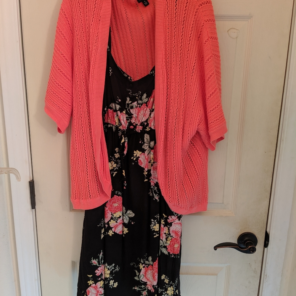 Coral crochet sweater shrug